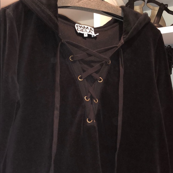 Pam and Gela Lace Up Hooded Sweater - Picture 2 of 4